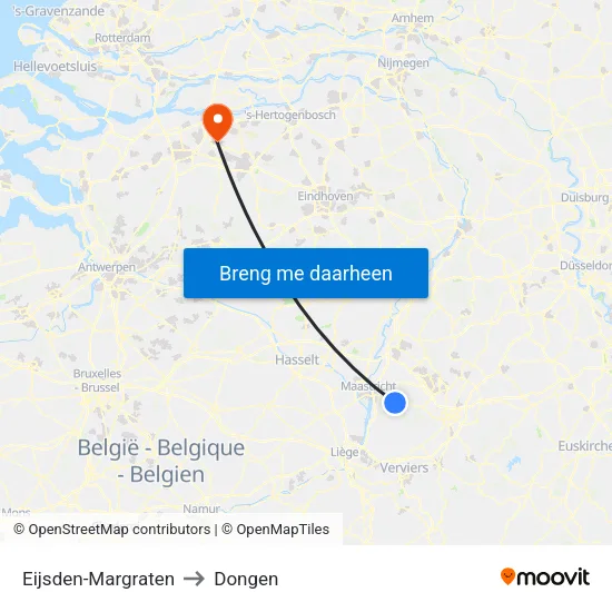 Eijsden-Margraten to Dongen map