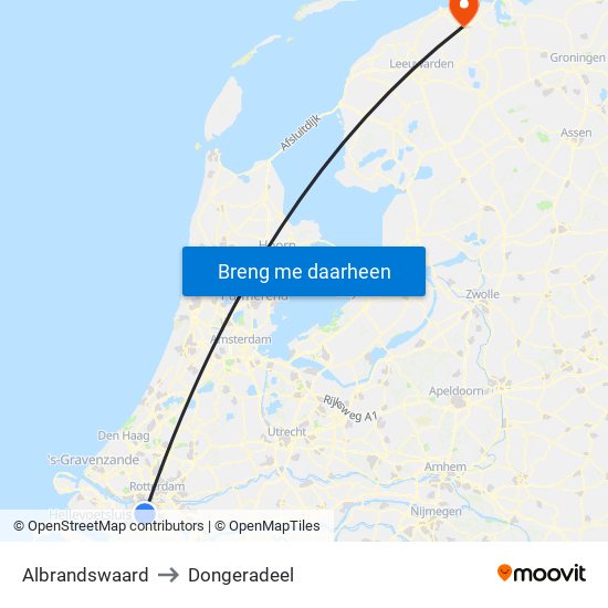 Albrandswaard to Dongeradeel map