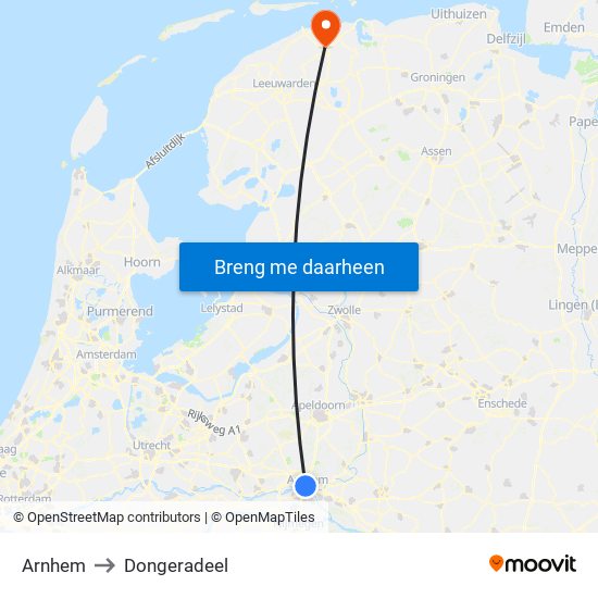 Arnhem to Dongeradeel map