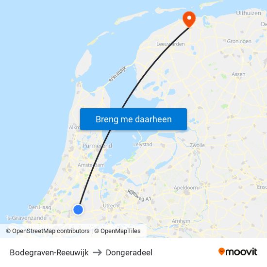 Bodegraven-Reeuwijk to Dongeradeel map