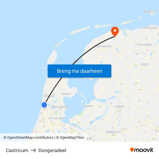 Castricum to Dongeradeel map