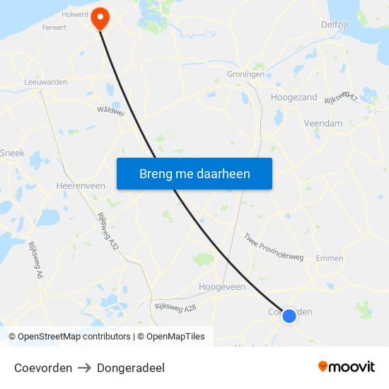 Coevorden to Dongeradeel map