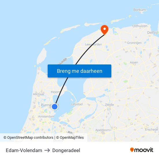 Edam-Volendam to Dongeradeel map