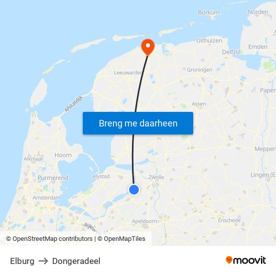 Elburg to Dongeradeel map