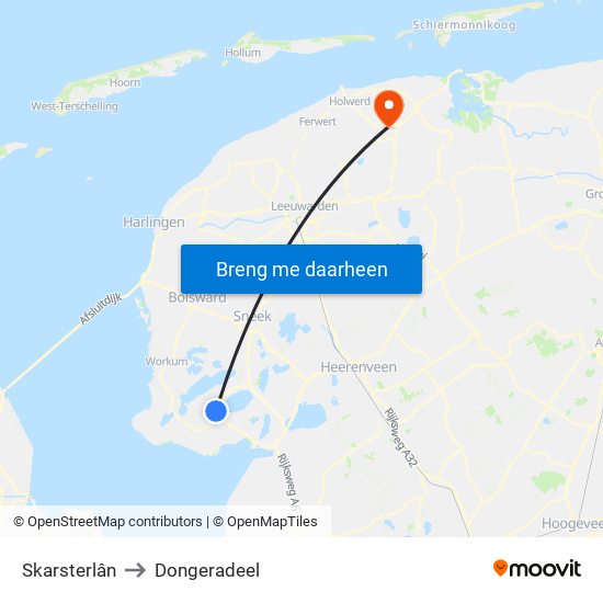 Skarsterlân to Dongeradeel map