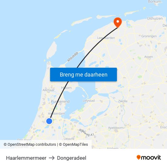 Haarlemmermeer to Dongeradeel map