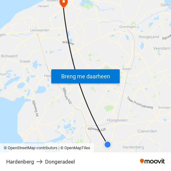 Hardenberg to Dongeradeel map