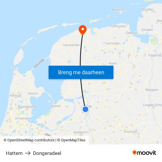 Hattem to Dongeradeel map