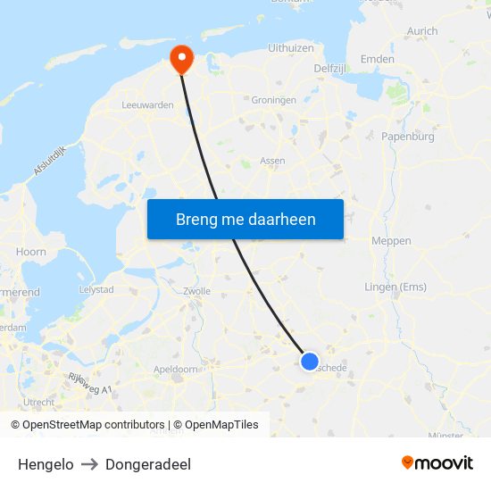 Hengelo to Dongeradeel map