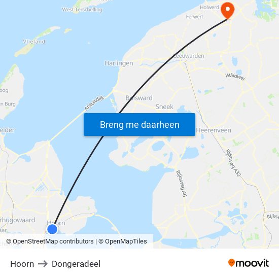 Hoorn to Dongeradeel map