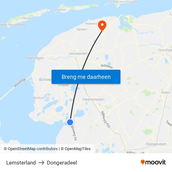 Lemsterland to Dongeradeel map