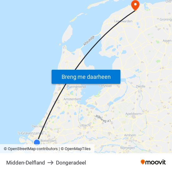 Midden-Delfland to Dongeradeel map