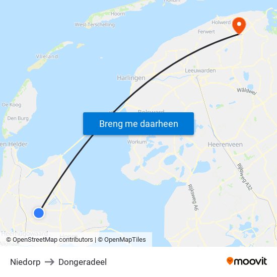 Niedorp to Dongeradeel map