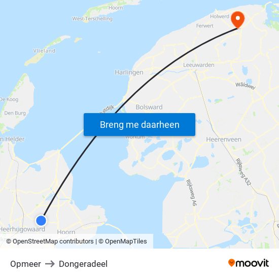 Opmeer to Dongeradeel map