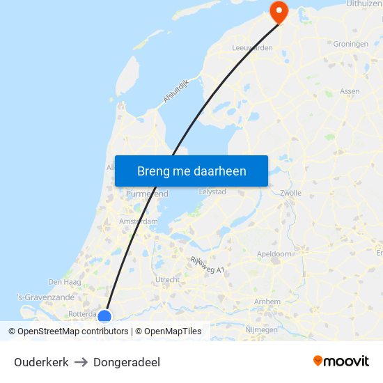 Ouderkerk to Dongeradeel map