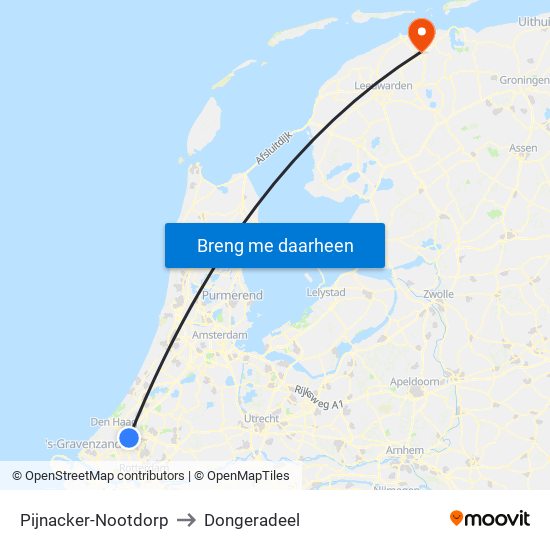 Pijnacker-Nootdorp to Dongeradeel map