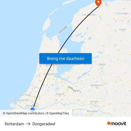 Rotterdam to Dongeradeel map