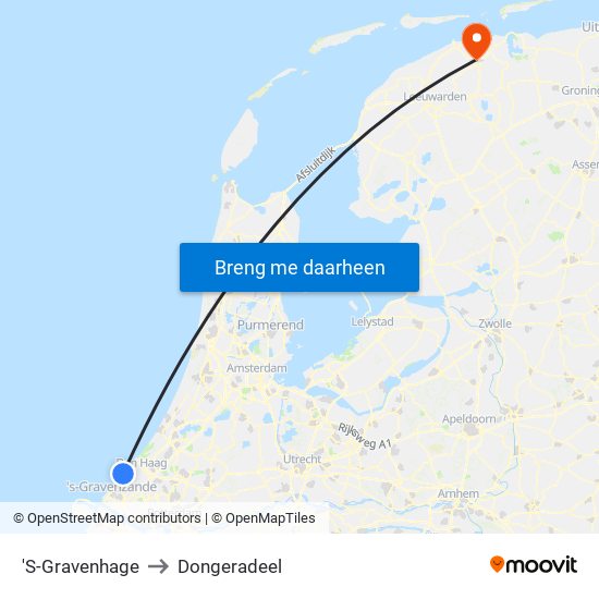 'S-Gravenhage to Dongeradeel map