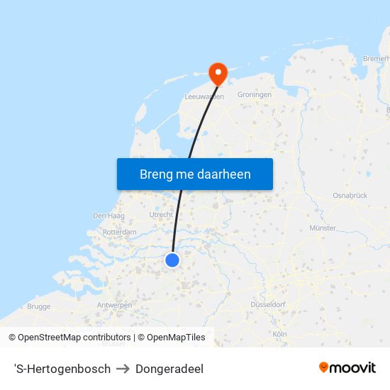 'S-Hertogenbosch to Dongeradeel map