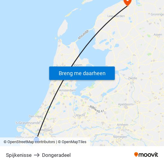 Spijkenisse to Dongeradeel map