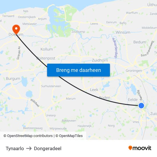 Tynaarlo to Dongeradeel map