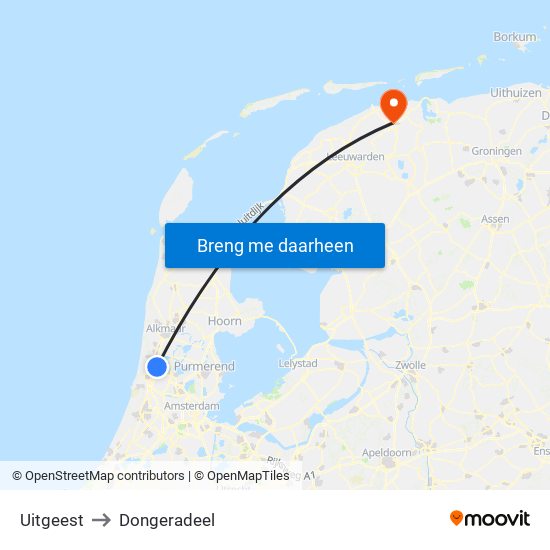 Uitgeest to Dongeradeel map