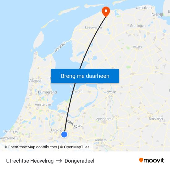 Utrechtse Heuvelrug to Dongeradeel map