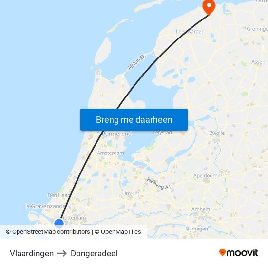 Vlaardingen to Dongeradeel map