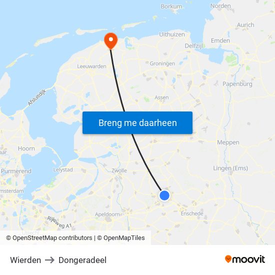 Wierden to Dongeradeel map