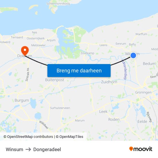 Winsum to Dongeradeel map