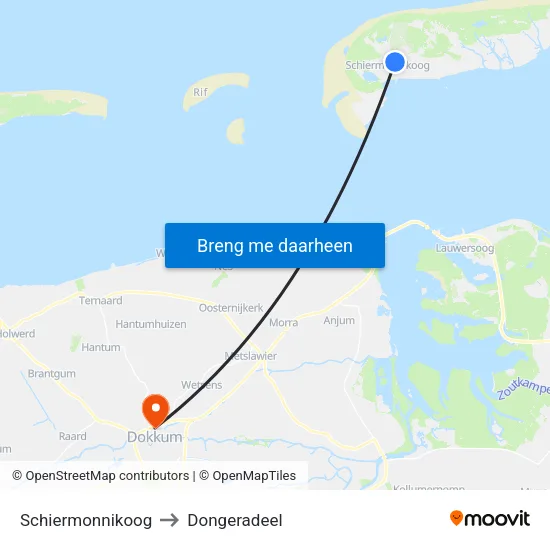 Schiermonnikoog to Dongeradeel map