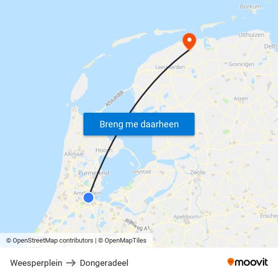 Weesperplein to Dongeradeel map