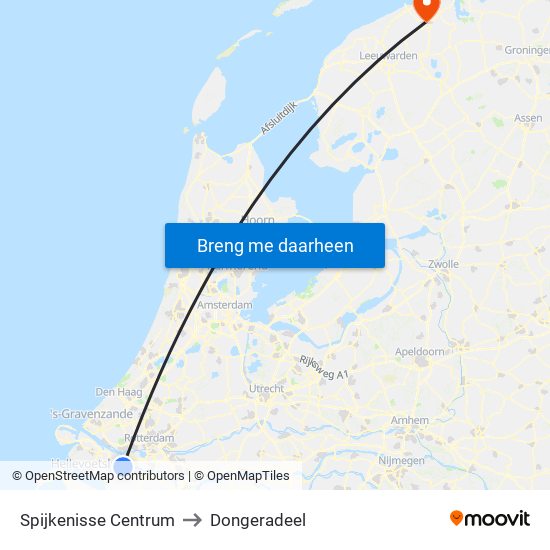 Spijkenisse Centrum to Dongeradeel map