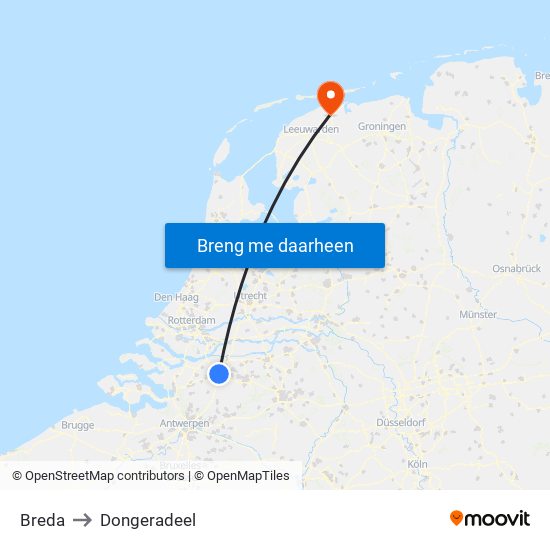 Breda to Dongeradeel map