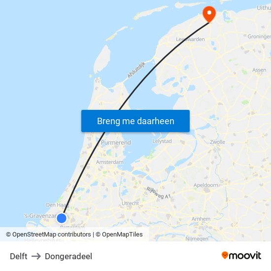 Delft to Dongeradeel map