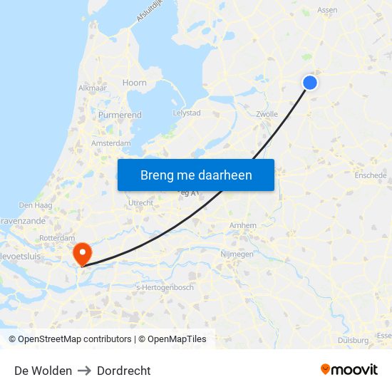 De Wolden to Dordrecht map
