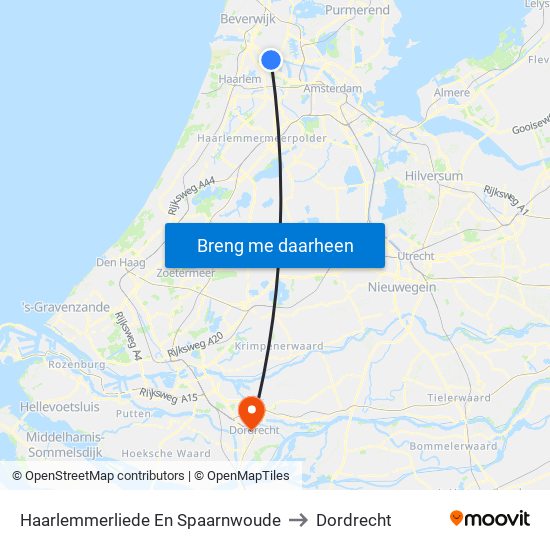 Haarlemmerliede En Spaarnwoude to Dordrecht map