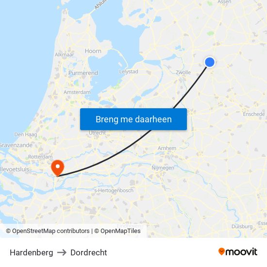 Hardenberg to Dordrecht map