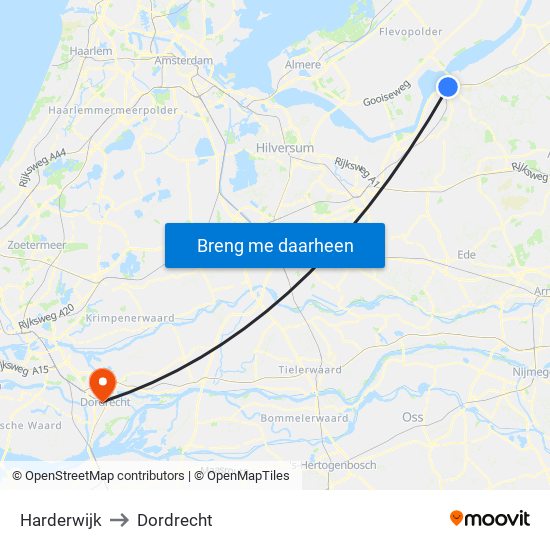Harderwijk to Dordrecht map