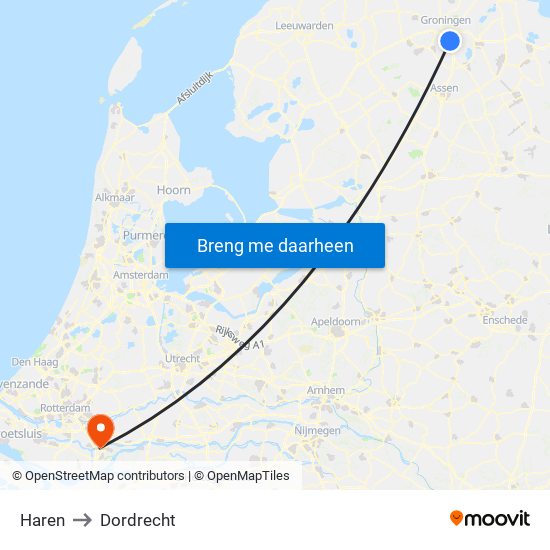 Haren to Dordrecht map