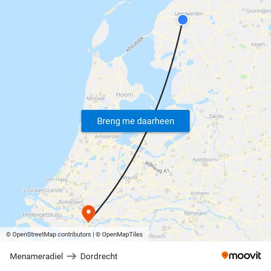Menameradiel to Dordrecht map