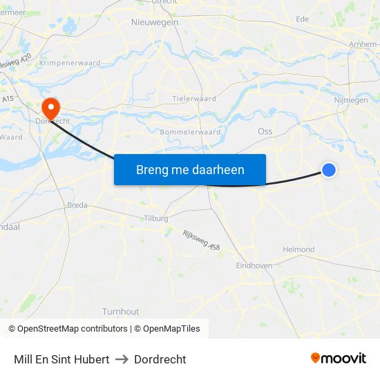 Mill En Sint Hubert to Dordrecht map