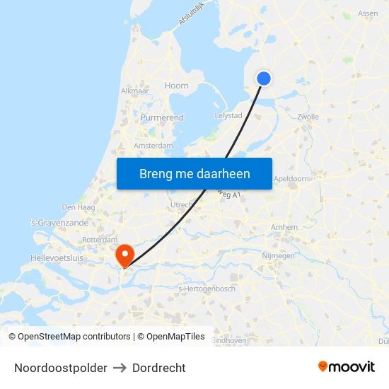 Noordoostpolder to Dordrecht map