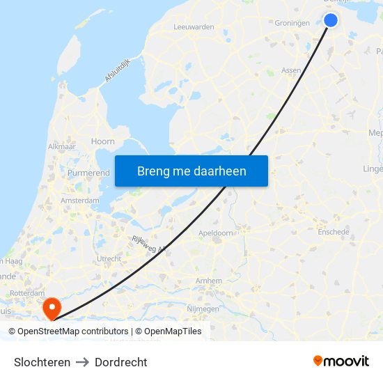 Slochteren to Dordrecht map