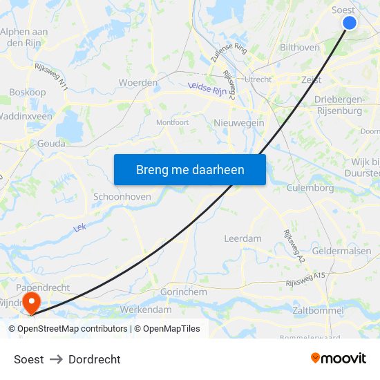 Soest to Dordrecht map