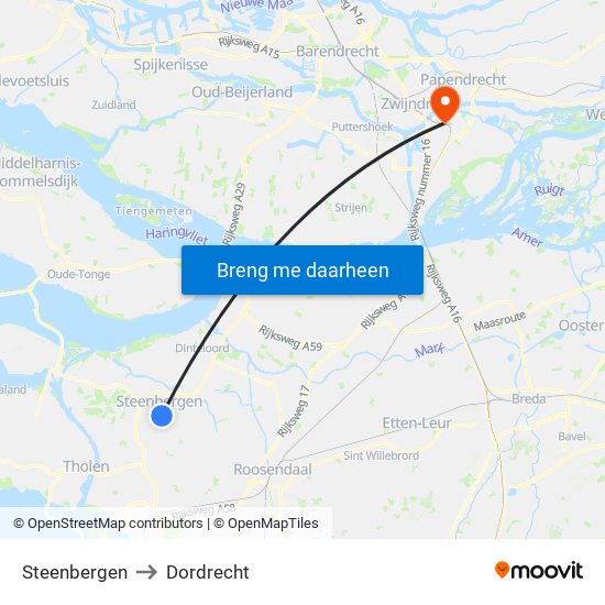 Steenbergen to Dordrecht map