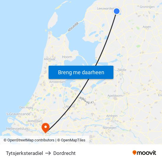 Tytsjerksteradiel to Dordrecht map