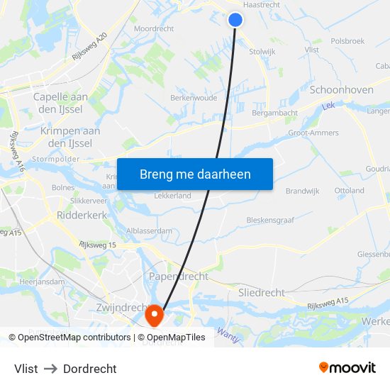 Vlist to Dordrecht map