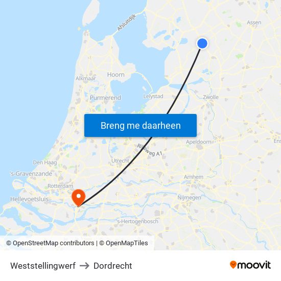 Weststellingwerf to Dordrecht map