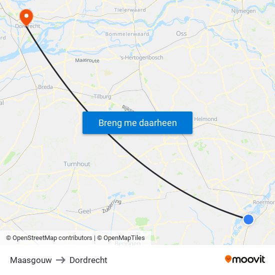 Maasgouw to Dordrecht map